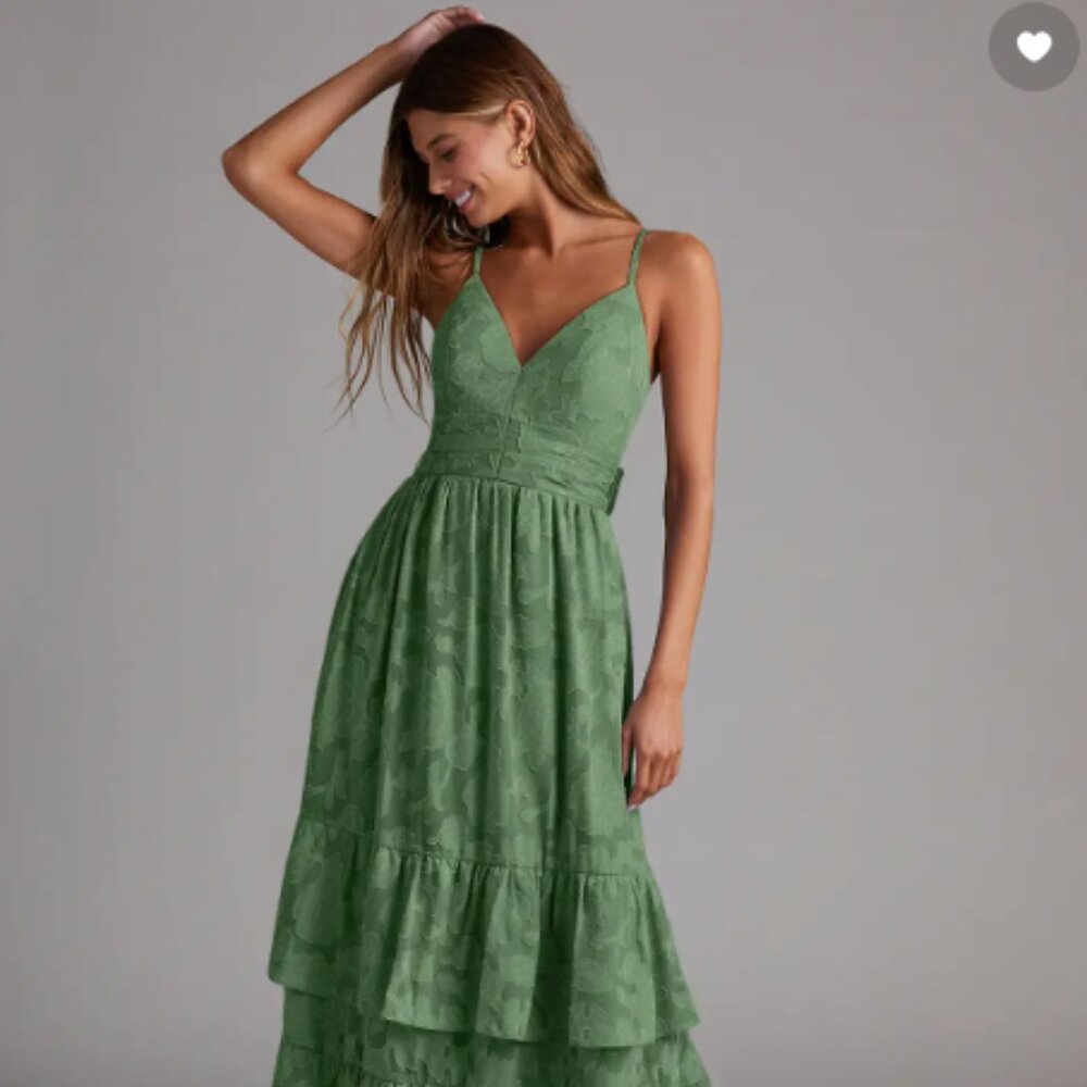 Azazie Nathalia A-Line Bridesmaid Dress in Eucalyptus Floral Burnout